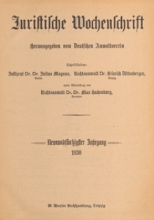 Juristische Wochenschrift : Organ des Deutschen Anwaltvereins, 1930.09.06/13 H. 36/37