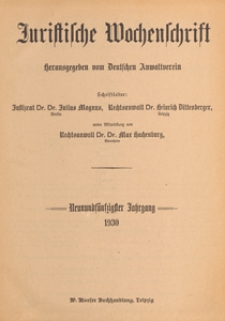 Juristische Wochenschrift : Organ des Deutschen Anwaltvereins, 1930.11.15 H. 46