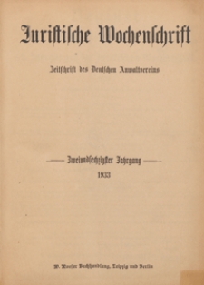 Juristische Wochenschrift : Organ des Deutschen Anwaltvereins, 1933.09.23/30 Nr 38/39