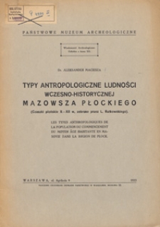 Typy antropologiczne ludności wczesno-historycznej Mazowsza Płockiego