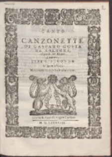 Canzonette Di Gasparo Costa Da Bologna Organista nel Domo di Milano [...] A Quattro Voci. Lib. 2.