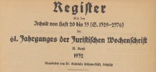 Juristische Wochenschrift : Organ des Deutschen Anwaltvereins, 1932, Register H. 20-35