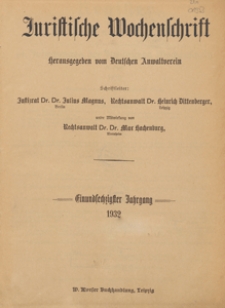 Juristische Wochenschrift : Organ des Deutschen Anwaltvereins, 1932.06.18/25 H. 25/26