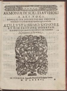 Armonia Di Scelti Avthori A Sei Voci : Sopra Altra Perfettissima Armonia Di Bellezze d'vna Gentil donna Senese in ogni parte bella [...].