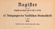 Juristische Wochenschrift : Organ des Deutschen Anwaltvereins, 1934, Register H 01-17