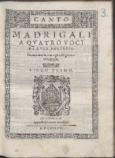 Madrigali A Qvatro Voci. Lib. 1