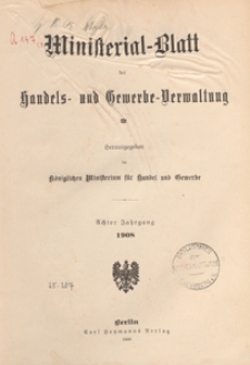 Ministerialblatt der Handels- und Gewerbe-Verwaltung. Herausgegeben Königliches Ministerium für Handel und Gewerbe, 1908.06.30 nr 14