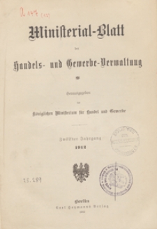 Ministerialblatt der Handels- und Gewerbe-Verwaltung. Herausgegeben Königliches Ministerium für Handel und Gewerbe, 1912.04.09 nr 8