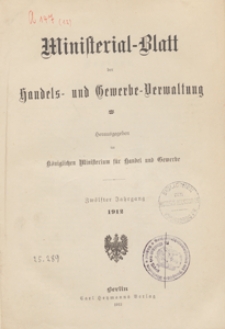 Ministerialblatt der Handels- und Gewerbe-Verwaltung. Herausgegeben Königliches Ministerium für Handel und Gewerbe, 1912.05.20 nr 11