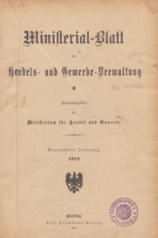 Ministerialblatt der Handels- und Gewerbe-Verwaltung. Herausgegeben Königliches Ministerium für Handel und Gewerbe, 1919.03.29 nr 6