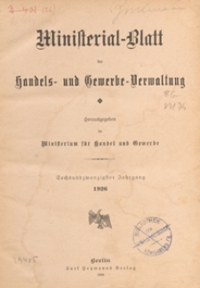 Ministerialblatt der Handels- und Gewerbe-Verwaltung. Herausgegeben Königliches Ministerium für Handel und Gewerbe, 1926.01.23 nr 2