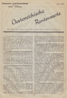 Sonderbeilage zum Wirtschafts-Bericht Nr. 6, 1938.06