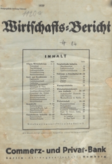 Wirtschafts-Bericht der Kommerz- und Privat-Bank Aktiengesellschaft Berlin-Hamburg, 1939.01, nr 1