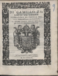 Di Camillo Zanotti Da Casena [...] Il Primo Libro Delli Madrigali à Sei voci.