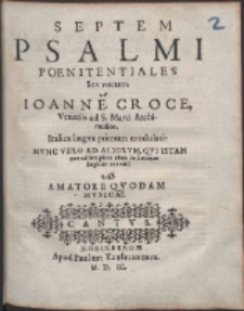 Septem Psalmi Poenitentiales Sex vocum /