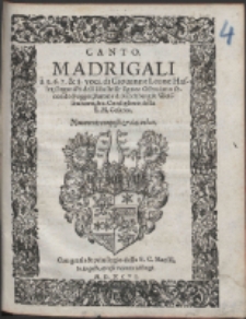 Madrigali à 5. 6. 7. & 8. voci /