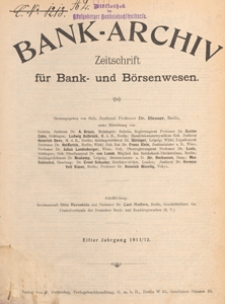 Bank-Archiv. Zeitschrift für Bank- und Börsenwesen, 1911.10.01 nr 1