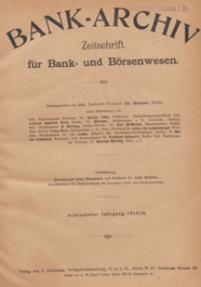 Bank-Archiv. Zeitschrift für Bank- und Börsenwesen, 1918.10.01 nr 1