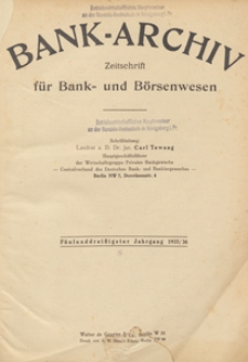 Bank-Archiv. Zeitschrift f&uuml;r Bank- und B&ouml;rsenwesen, 1936.07.15 nr 20