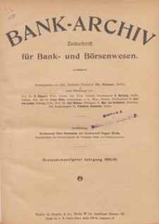 Bank-Archiv. Zeitschrift für Bank- und Börsenwesen, 1923.10.23 nr 1