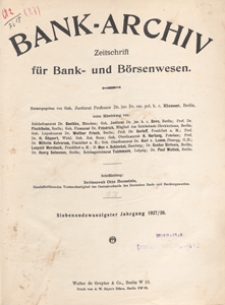 Bank-Archiv. Zeitschrift für Bank- und Börsenwesen, 1927.10.01 nr 1