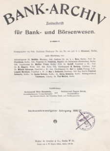 Bank-Archiv. Zeitschrift für Bank- und Börsenwesen, 1926.10.01 nr 1