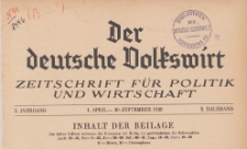 Der deutsche Volkswirt : Zeitschrift für Politik und Wirtschaft, 1929 Inhalt der Beilage