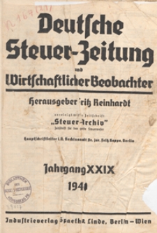 Deutsche Steuezeitung und Wirtschaftlicher Beobachter, 1940.11.16 nr 46