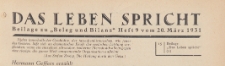 Das Leben Spricht. Beilage zu "Beleg und Bilanz", Heft 9 vom 20.03.1931