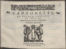 Canzonette Di Nicolo Toscano Da Trapani Maestro di Cappella del Duomo di Capodistria. Libro primo à Quattro Voci.