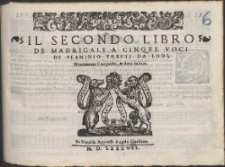 Il Secondo Libro De Madrigali A Cinque Voci