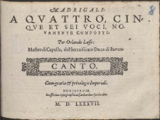 Madrigali A Qvattro, Cinqve Et Sei Voci