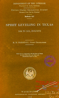 Bulletin 637. Spirit leveling in Texas 1896 to 1915, inclusive