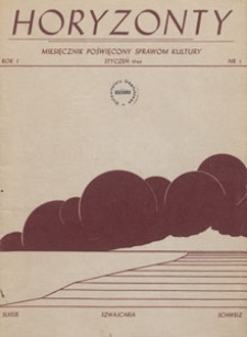 Horyzonty : miesięcznik poświęcony sprawom kultury, 1946.01 nr 1