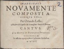 Madrigali Novamente Composti A Cinqve Voci /