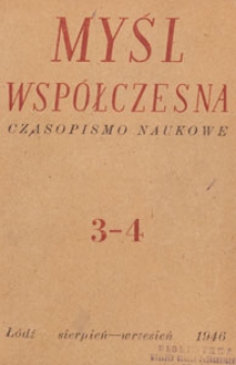 Myśl Współczesna : czasopismo naukowe, 1946.08-09 nr 3-4