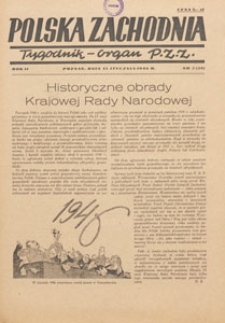 Polska Zachodnia : tygodnik : organ P.Z.Z., 1946.01.06 nr 1