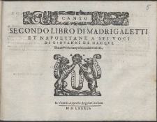 Secondo Libro Di Madrigaletti Et Napolitane A Sei Voci /