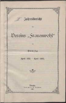 Jahresbericht des Vereins "Frauenwohl" in Danzig