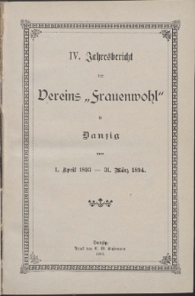 Jahresbericht des Vereins "Frauenwohl" in Danzig