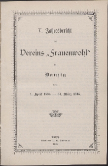 Jahresbericht des Vereins "Frauenwohl" in Danzig
