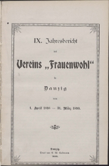 Jahresbericht des Vereins "Frauenwohl" in Danzig