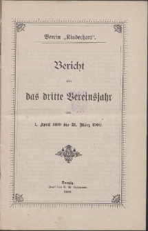 Bericht über das Verein Kinderhort Vereinsjahr vom 1900