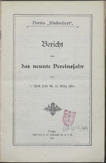 Bericht über das Verein Kinderhort Vereinsjahr vom 1906