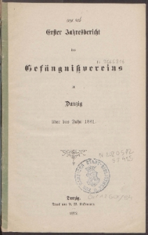 Jahresbericht des Gefängnißvereins zu Danzig 1881