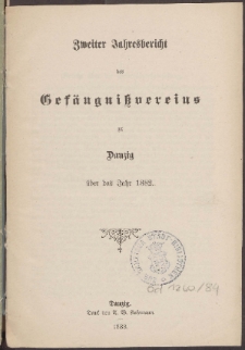 Jahresbericht des Gefängnißvereins zu Danzig 1882