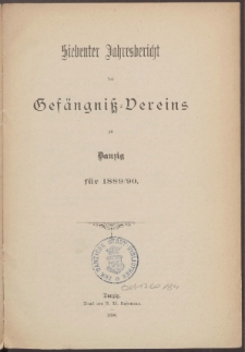 Jahresbericht des Gefängnißvereins zu Danzig 1889-1890