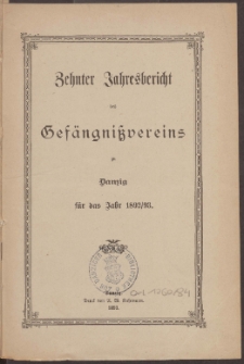 Jahresbericht des Gefängnißvereins zu Danzig 1892-1893