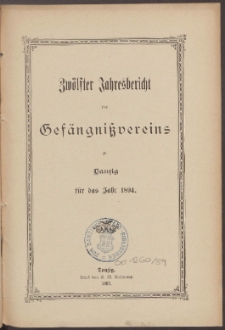 Jahresbericht des Gefängnißvereins zu Danzig 1894