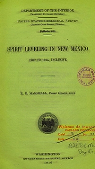 Bulletin 638. Spirit leveling in New Mexico 1902 to 1915, inclusive